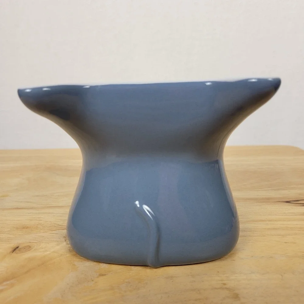 Whisker City Blue Ceramic Elevated Cat Bowl Raised Pet Feeder Dish